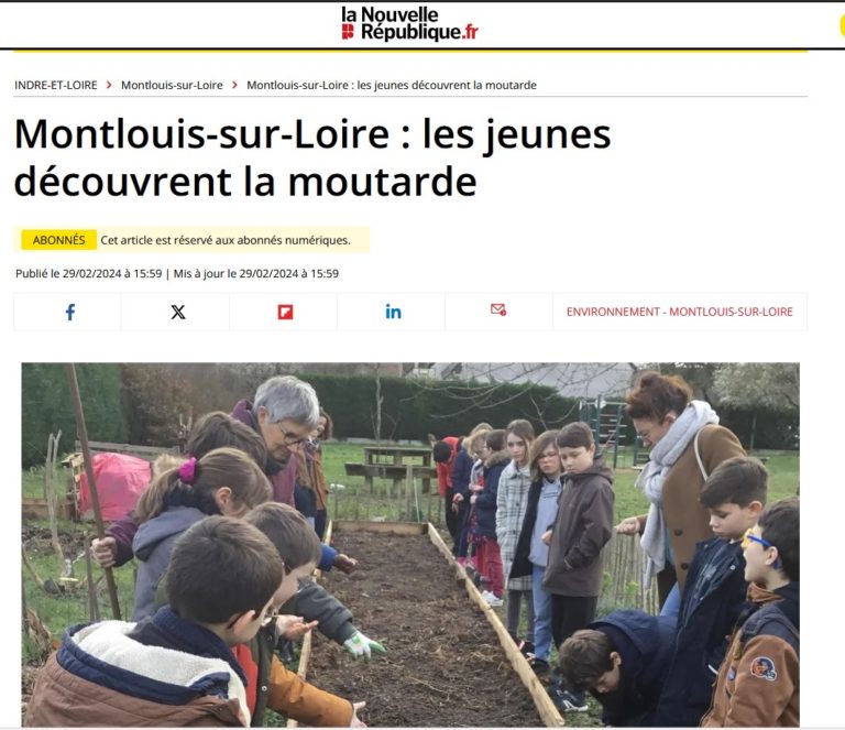 Article de la nouvelle république (29/02/24): LES JEUNES DECOUVRENT LA MOUTARDE