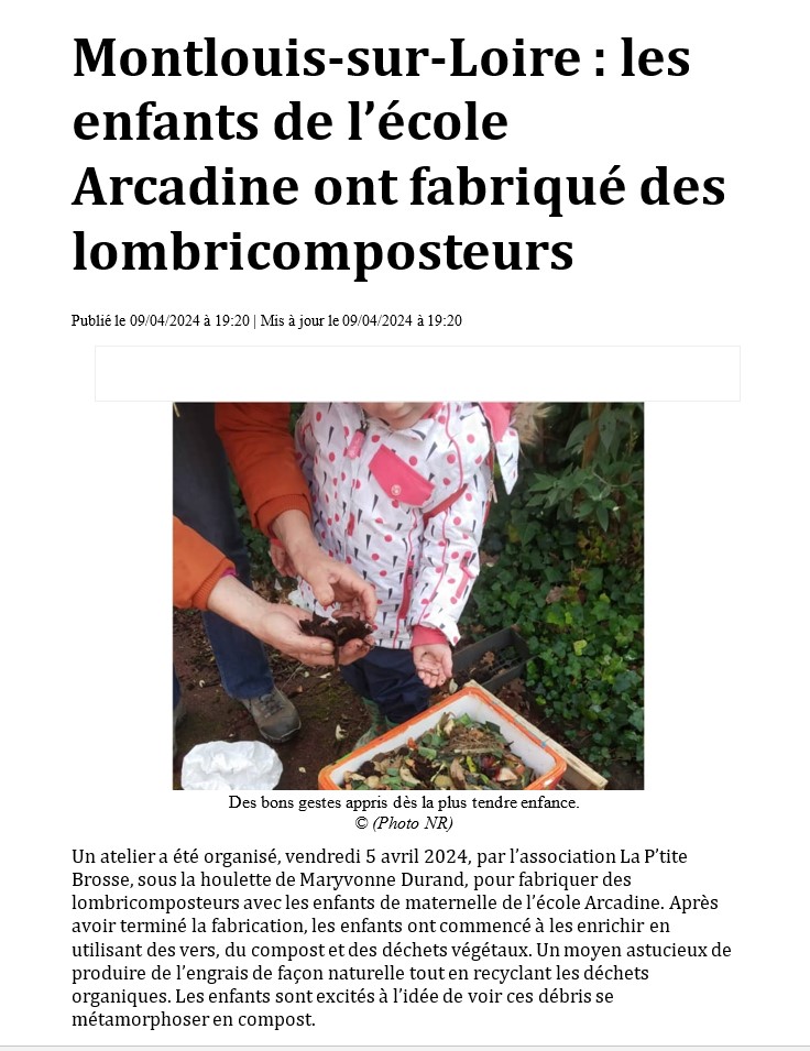 Fabrication de lombri-composteurs à l’école Arcadine avec les enfants de maternelle