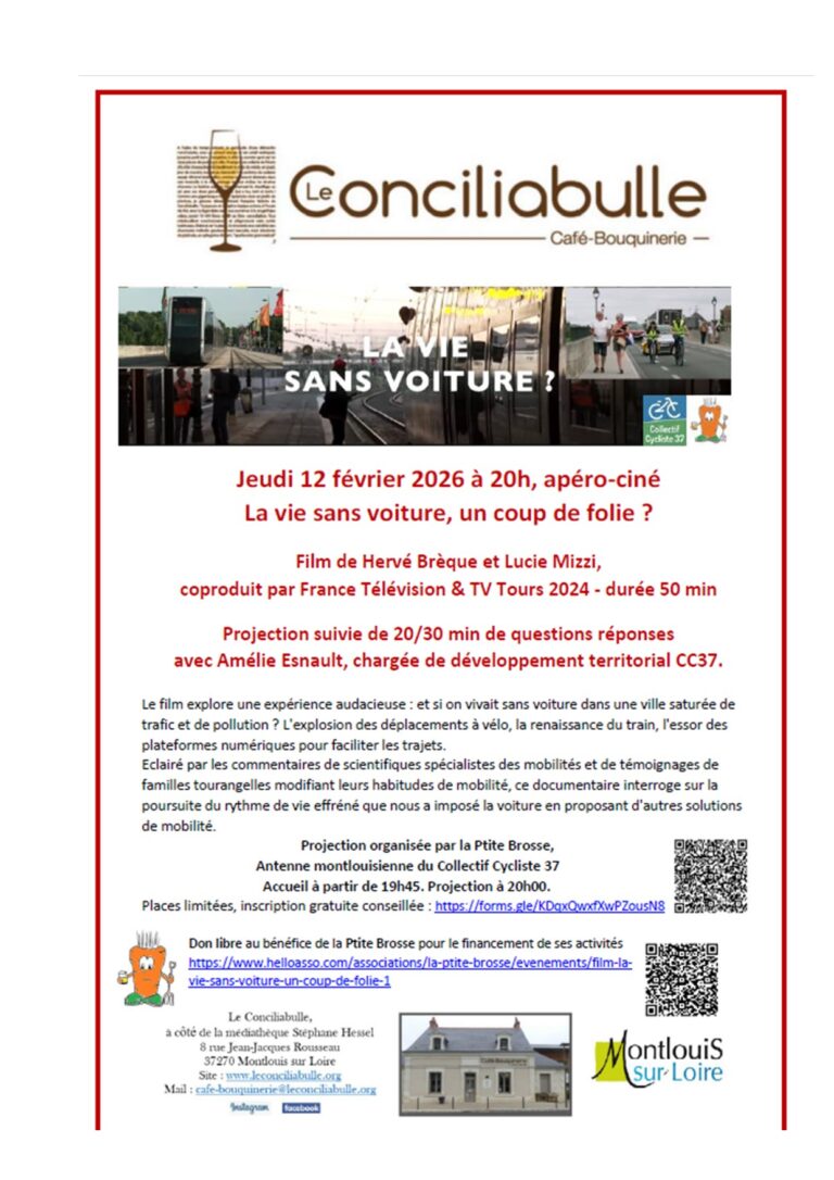 Apéro-ciné: La vie sans voiture, un coup de folie? au conciliabulle jeudi 12 février à partir de 19h45.